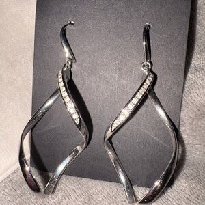 Touchstone Crystal Silver Twisted Earrings
